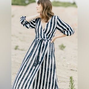 VOLOSHIN Louisa Wrap Dress Breton Stripe Size XS / Small